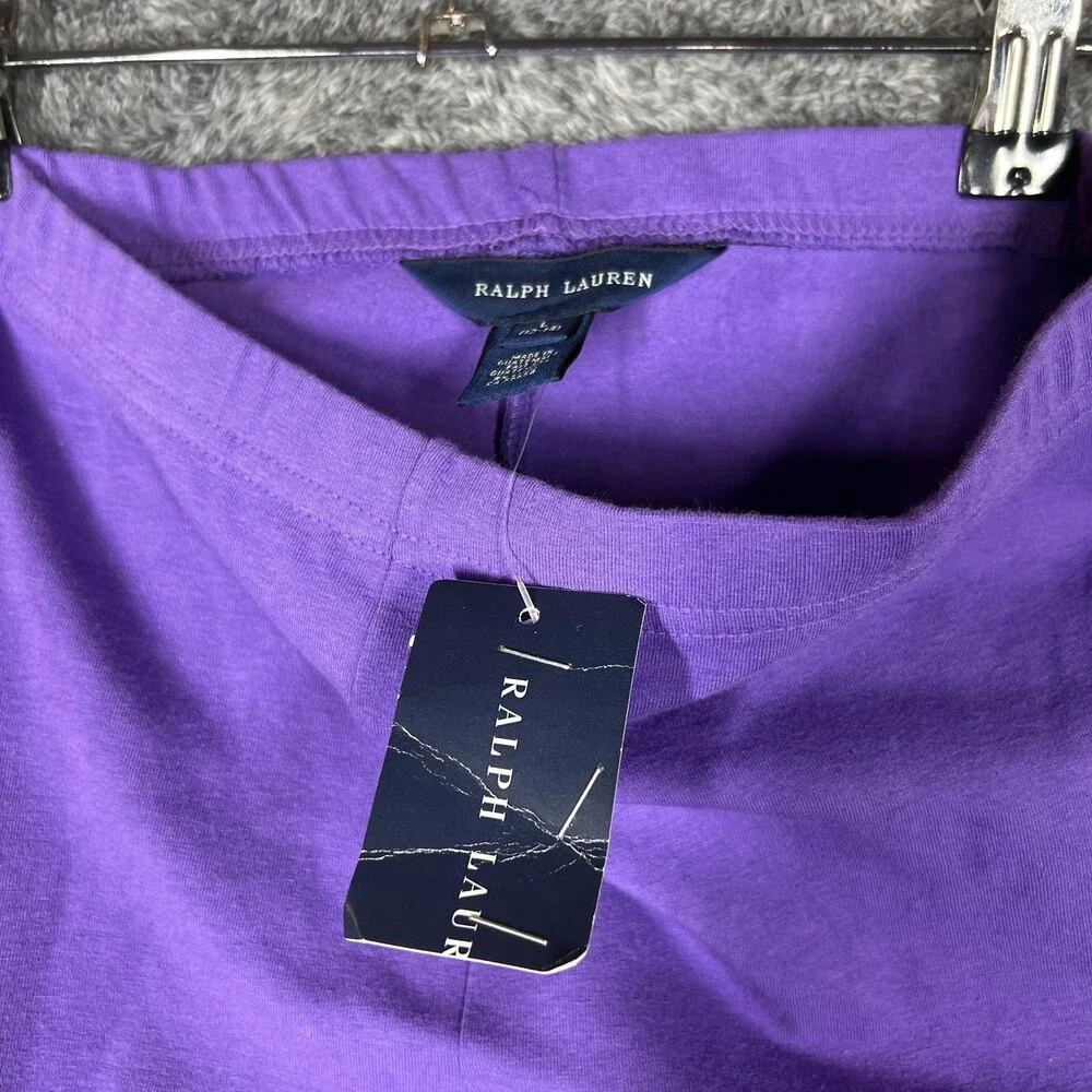 Ralph Lauren Leggings Girls 12-14 Purple Ankle Length Cotton Stretch Pony Logo
